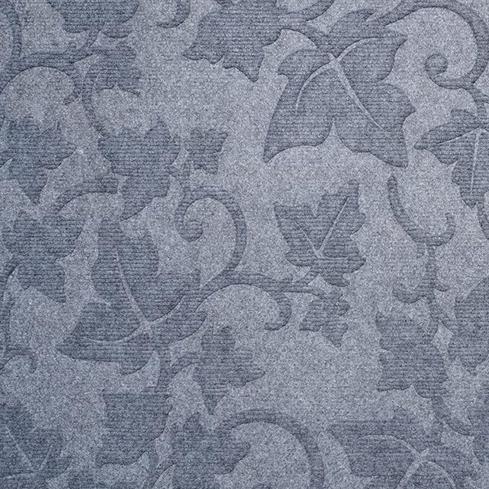 24" X 36" Light Gray Rubber Botanical Leaves Outdoor Door Mat