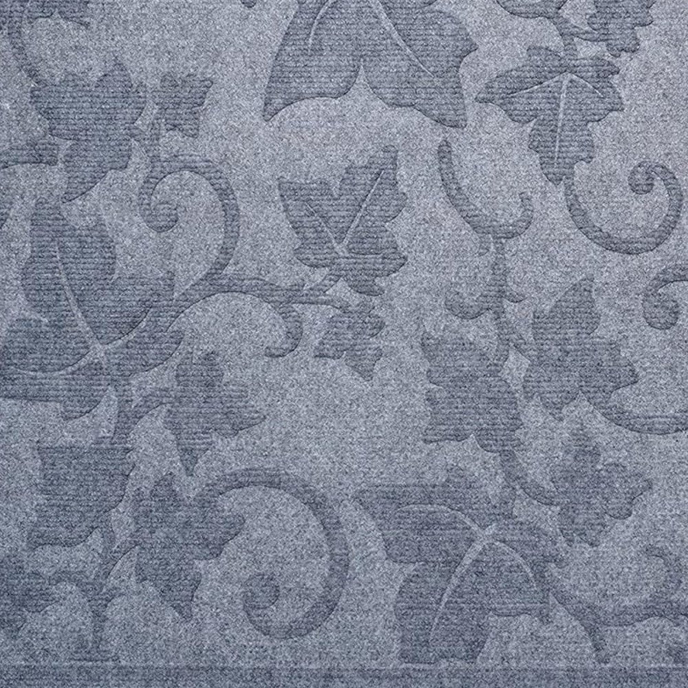 24" X 36" Light Gray Rubber Botanical Leaves Outdoor Door Mat