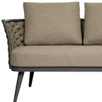 56" Dark Gray Aluminum Outdoor Love Seat with Taupe Cushions