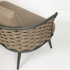 56" Dark Gray Aluminum Outdoor Love Seat with Taupe Cushions