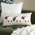 24" X 12" Beige Christmas Throw Pillow