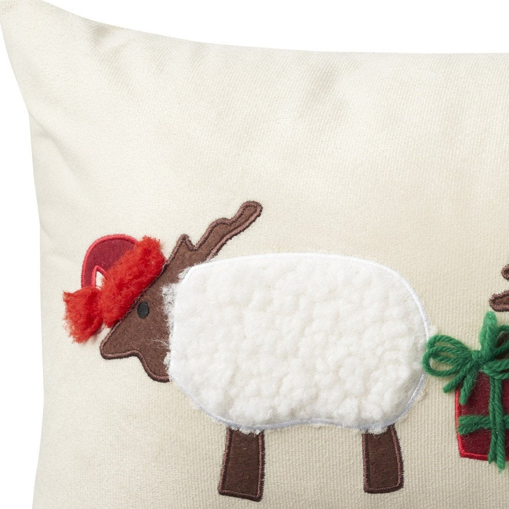 24" X 12" Beige Christmas Throw Pillow