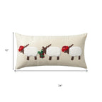 24" X 12" Beige Christmas Throw Pillow