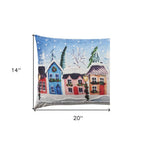 20" X 14" Blue And Red Christmas Geometric Throw Pillow with Embroidery
