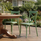 Set of Two Green Heavy Duty Plastic Outdoor Stacking Dining Chairs