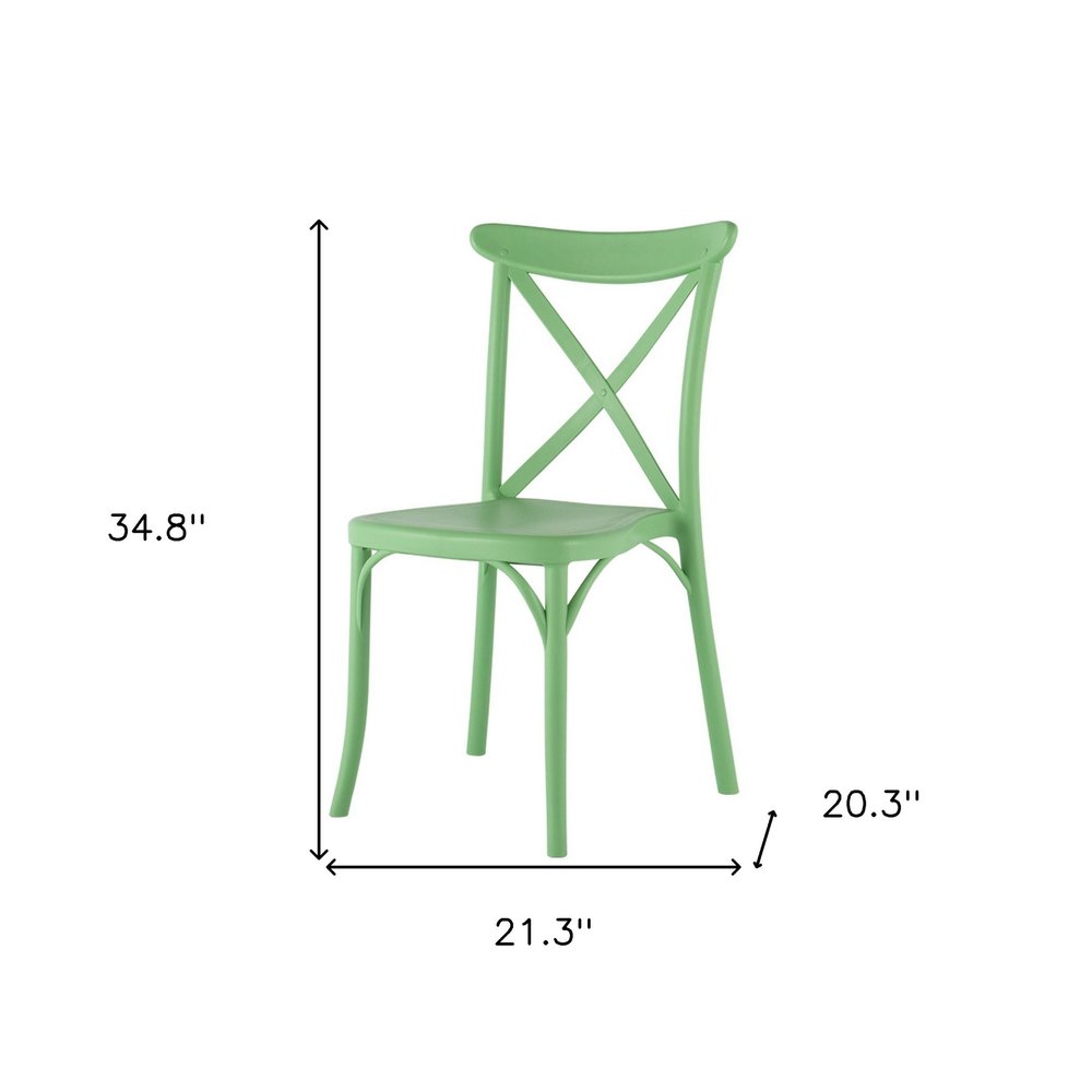Set of Two Green Heavy Duty Plastic Outdoor Stacking Dining Chairs