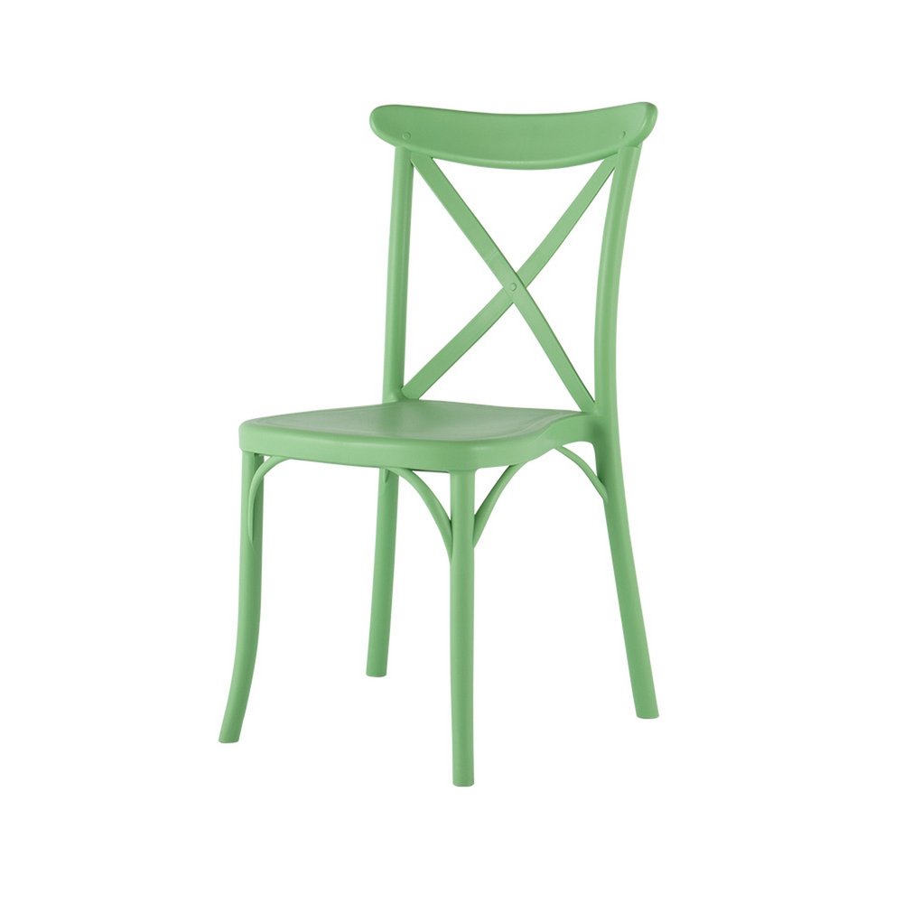 Set of Two Green Heavy Duty Plastic Outdoor Stacking Dining Chairs