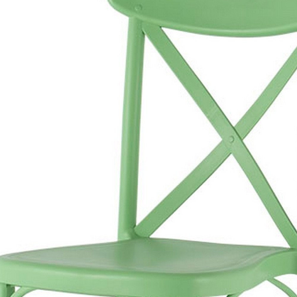 Set of Two Green Heavy Duty Plastic Outdoor Stacking Dining Chairs
