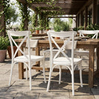 Set of Two White Heavy Duty Plastic Outdoor Stacking Dining Chairs