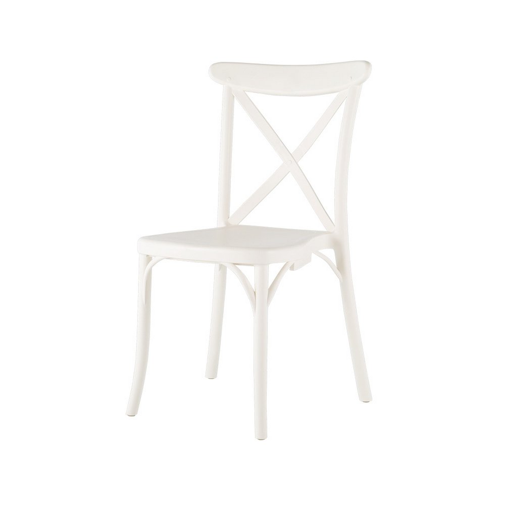 Set of Two White Heavy Duty Plastic Outdoor Stacking Dining Chairs