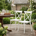 Set of Two White Heavy Duty Plastic Outdoor Stacking Dining Chairs