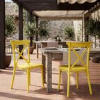 Set of Two Yellow Heavy Duty Plastic Outdoor Dining Chairs