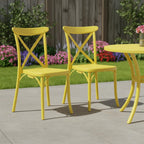 Set of Two Yellow Heavy Duty Plastic Outdoor Dining Chairs