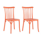 Set of Two Salmon Heavy Duty Plastic Outdoor Stacking Dining Chairs