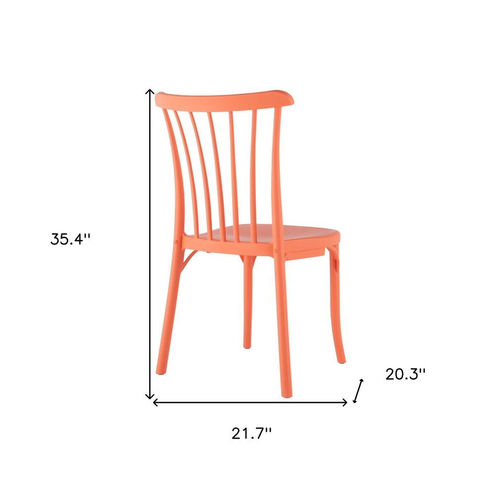 Set of Two Salmon Heavy Duty Plastic Outdoor Stacking Dining Chairs