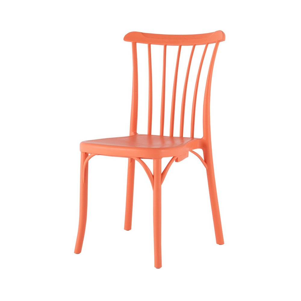 Set of Two Salmon Heavy Duty Plastic Outdoor Stacking Dining Chairs