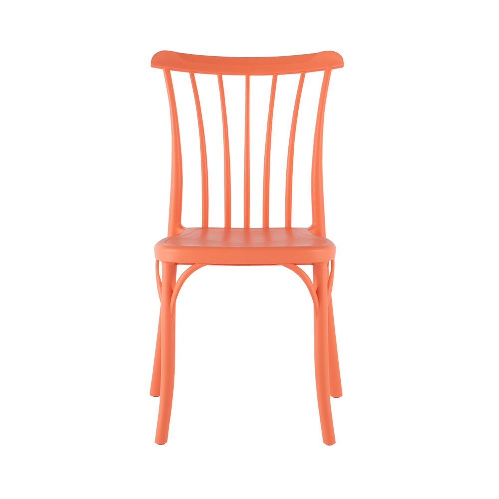 Set of Two Salmon Heavy Duty Plastic Outdoor Stacking Dining Chairs