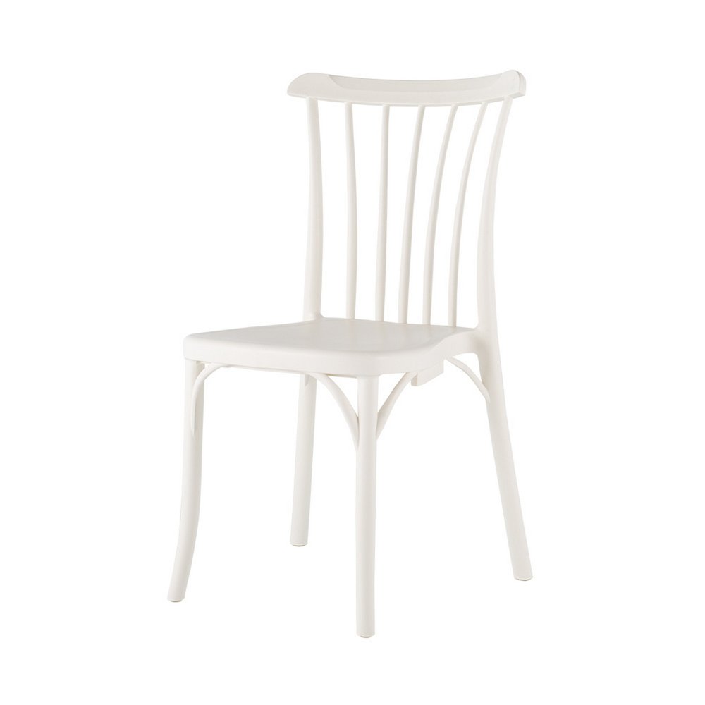 Set of Two White Heavy Duty Plastic Outdoor Stacking Dining Chairs