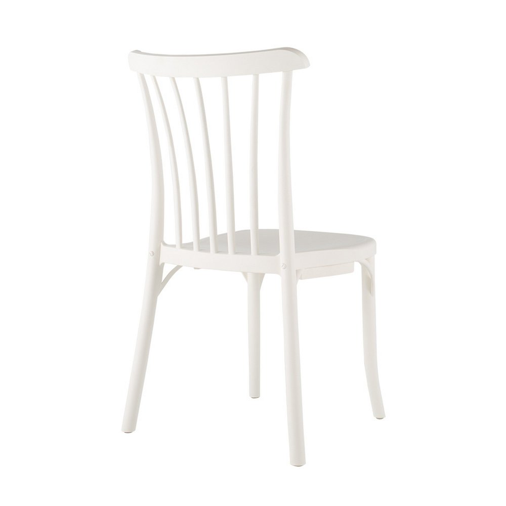 Set of Two White Heavy Duty Plastic Outdoor Stacking Dining Chairs