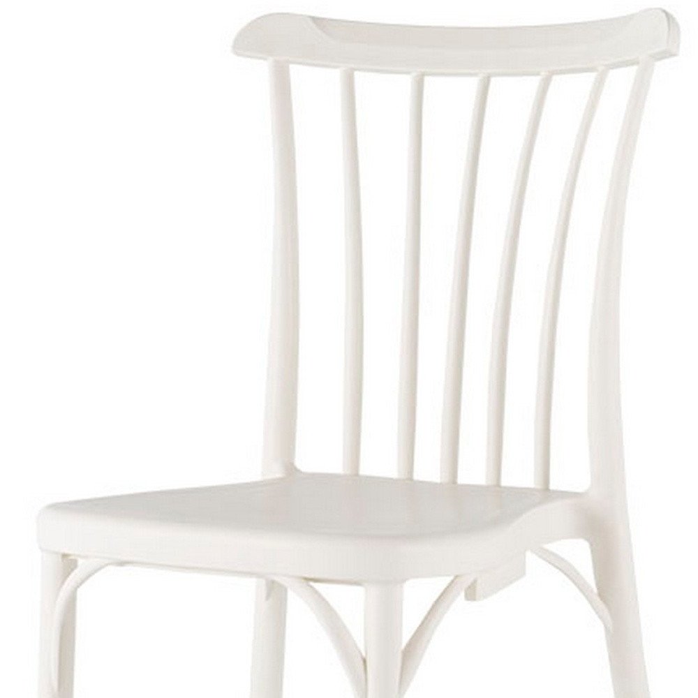 Set of Two White Heavy Duty Plastic Outdoor Stacking Dining Chairs