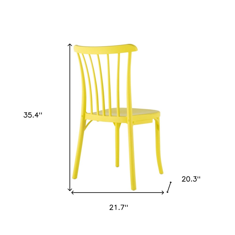 Set of Two Yellow Heavy Duty Plastic Outdoor Stacking Dining Chairs