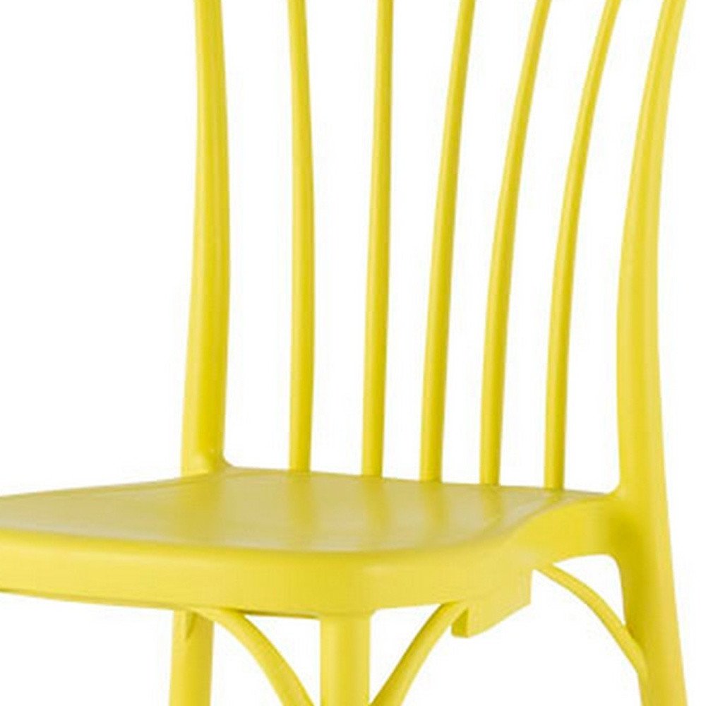 Set of Two Yellow Heavy Duty Plastic Outdoor Stacking Dining Chairs