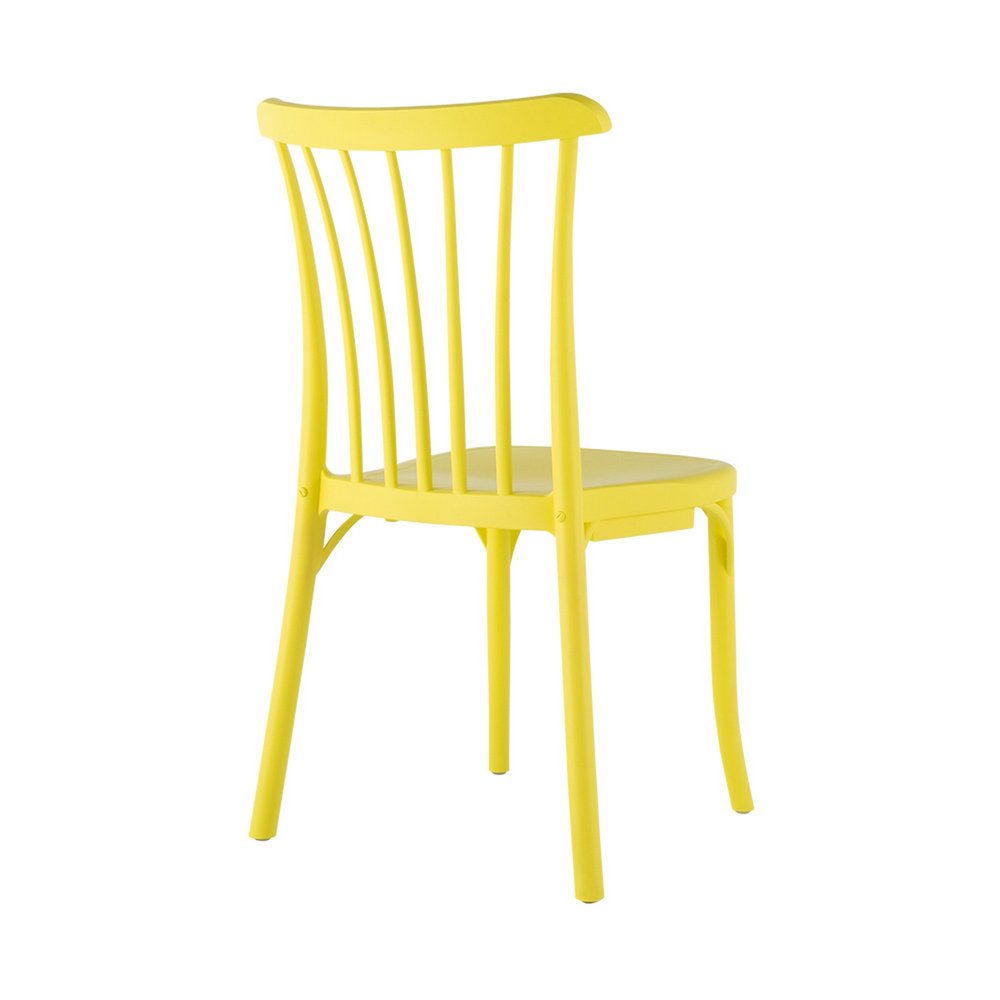 Set of Two Yellow Heavy Duty Plastic Outdoor Stacking Dining Chairs