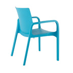 Set of Two Blue Heavy Duty Plastic Outdoor Stacking Dining Chairs