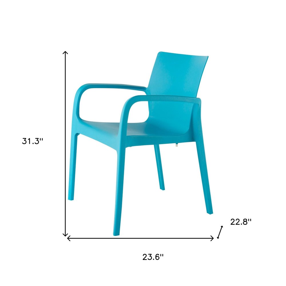 Set of Two Blue Heavy Duty Plastic Outdoor Stacking Dining Chairs