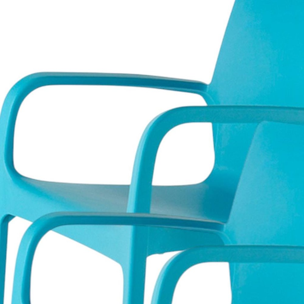 Set of Two Blue Heavy Duty Plastic Outdoor Stacking Dining Chairs