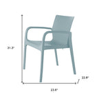 Set of Two Baby Blue Heavy Duty Plastic Outdoor Stacking Dining Chairs