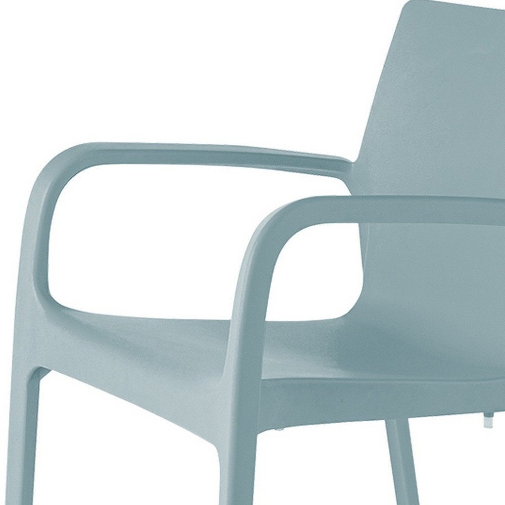Set of Two Baby Blue Heavy Duty Plastic Outdoor Stacking Dining Chairs