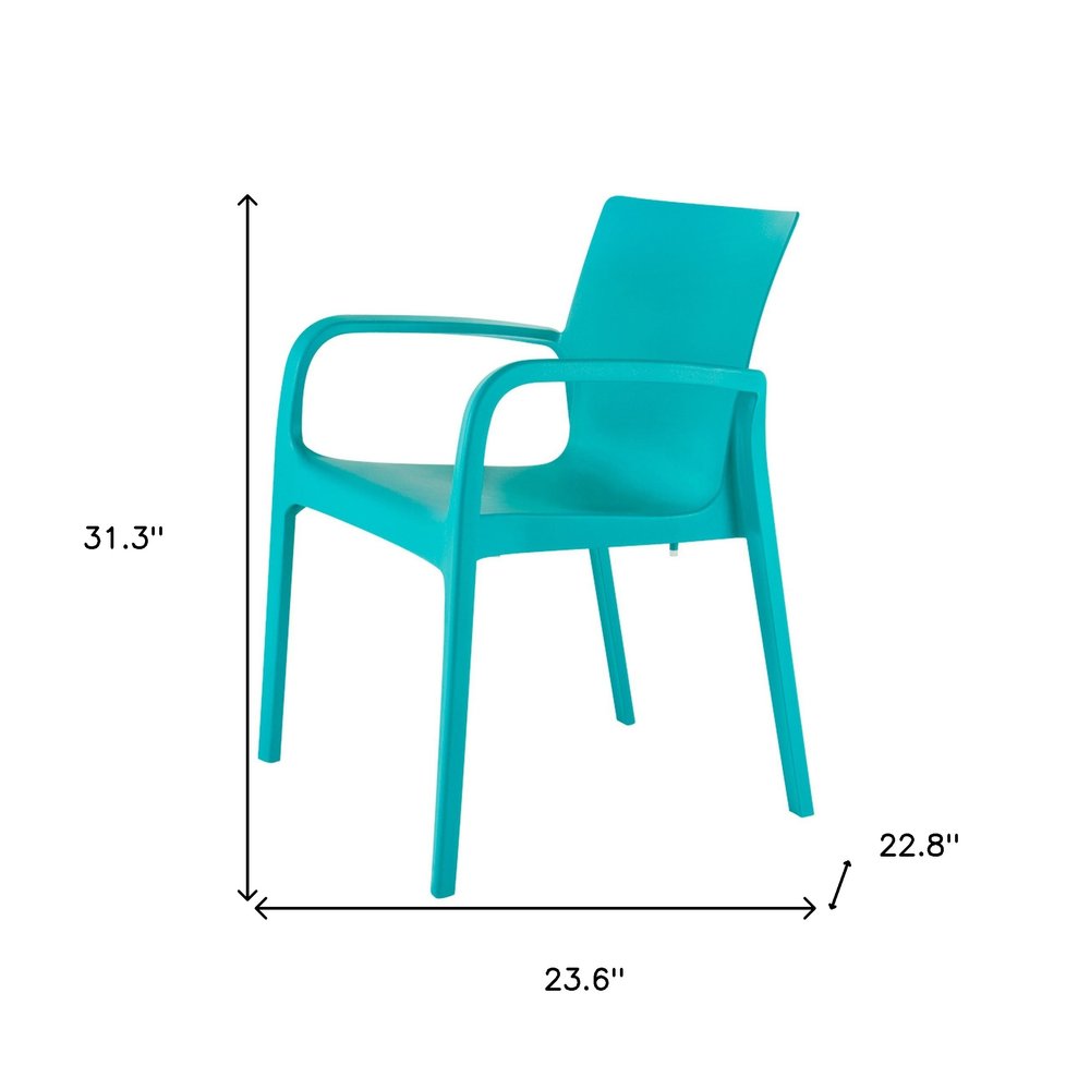 Set of Two Turquoise Heavy Duty Plastic Outdoor Stacking Dining Chairs