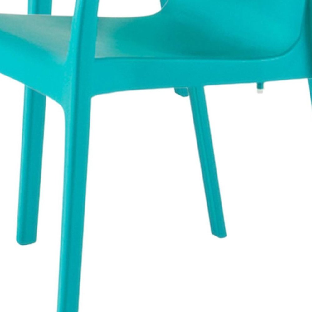 Set of Two Turquoise Heavy Duty Plastic Outdoor Stacking Dining Chairs