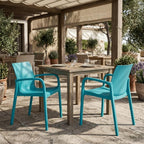 Set of Two Turquoise Heavy Duty Plastic Outdoor Stacking Dining Chairs