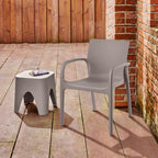 Set of Two Taupe Heavy Duty Plastic Outdoor Stacking Dining Chairs