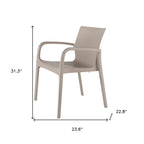Set of Two Taupe Heavy Duty Plastic Outdoor Stacking Dining Chairs