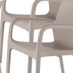 Set of Two Taupe Heavy Duty Plastic Outdoor Stacking Dining Chairs