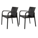 Set of Two Black Heavy Duty Plastic Outdoor Stacking Dining Chairs