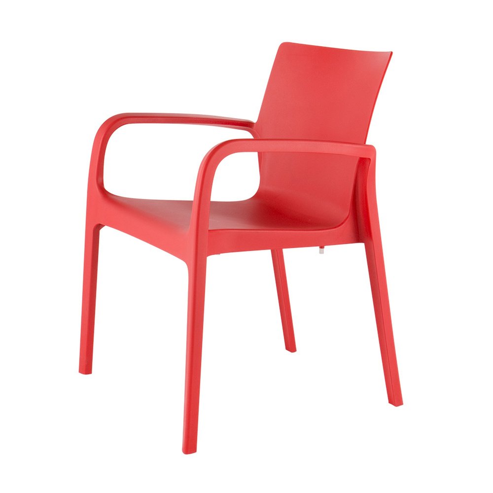 Set of Two Red Heavy Duty Plastic Outdoor Stacking Dining Chairs