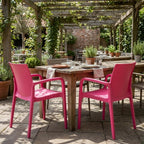 Set of Two Fuchsia Heavy Duty Plastic Outdoor Stacking Dining Chairs