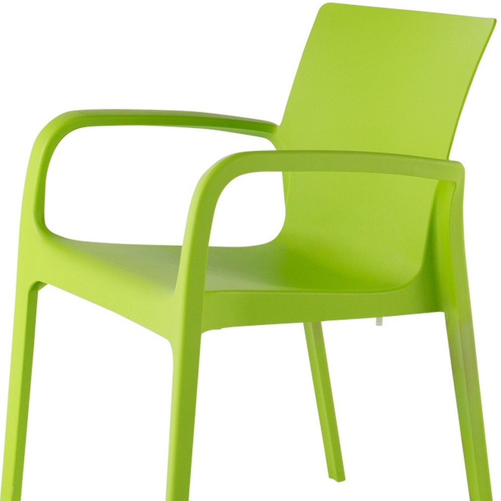 Set of Two Green Heavy Duty Plastic Outdoor Stacking Dining Chairs