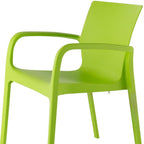 Set of Two Green Heavy Duty Plastic Outdoor Stacking Dining Chairs