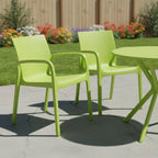 Set of Two Green Heavy Duty Plastic Outdoor Stacking Dining Chairs