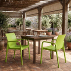 Set of Two Green Heavy Duty Plastic Outdoor Stacking Dining Chairs