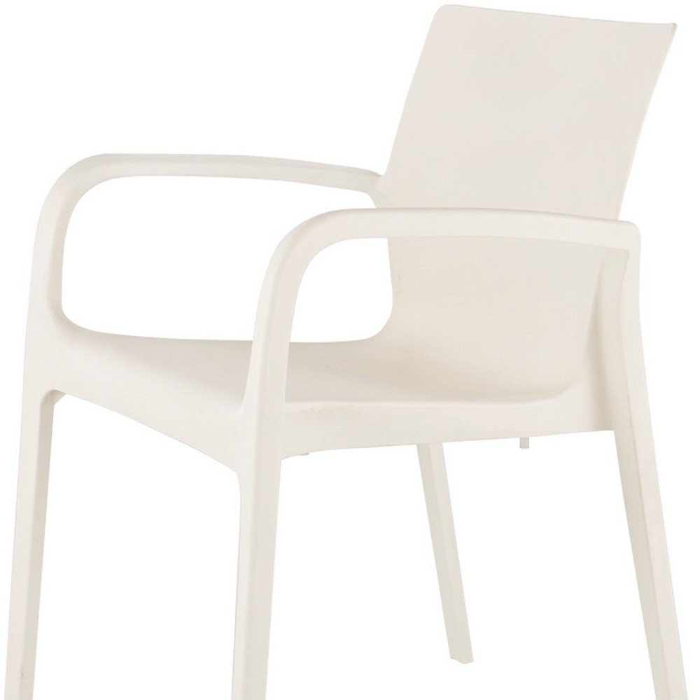 Set of Two White Heavy Duty Plastic Outdoor Stacking Dining Chairs