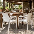 Set of Two White Heavy Duty Plastic Outdoor Stacking Dining Chairs