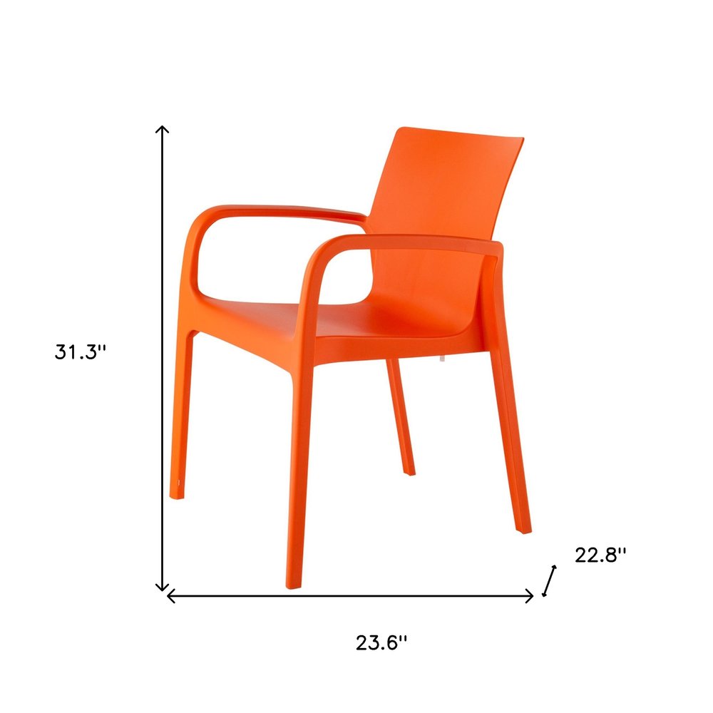 Set of Two Orange Heavy Duty Plastic Outdoor Stacking Dining Chairs