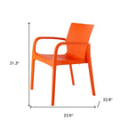 Set of Two Orange Heavy Duty Plastic Outdoor Stacking Dining Chairs