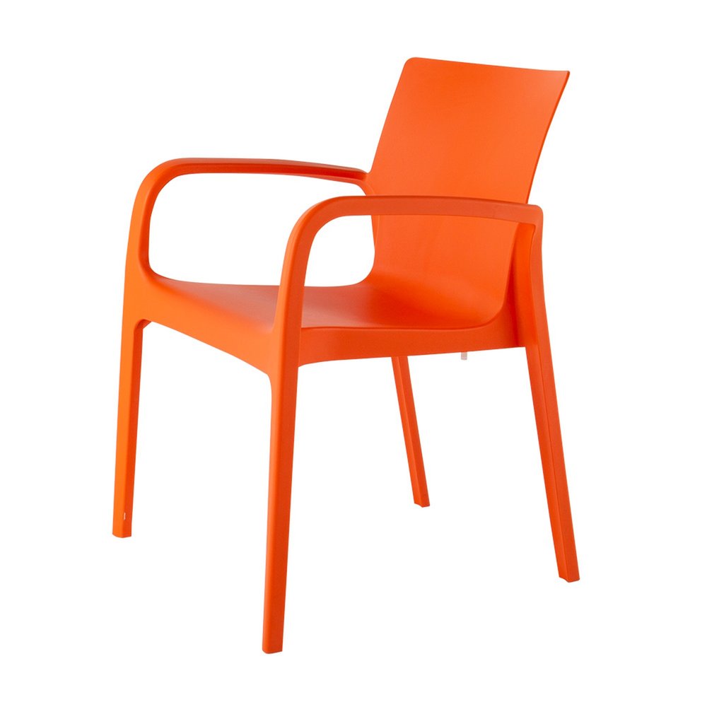 Set of Two Orange Heavy Duty Plastic Outdoor Stacking Dining Chairs